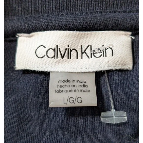 NWOT Calvin Klein Size L Polo Shirt Dress Navy Blue Designer Nautical Minimalist - Picture 7 of 12